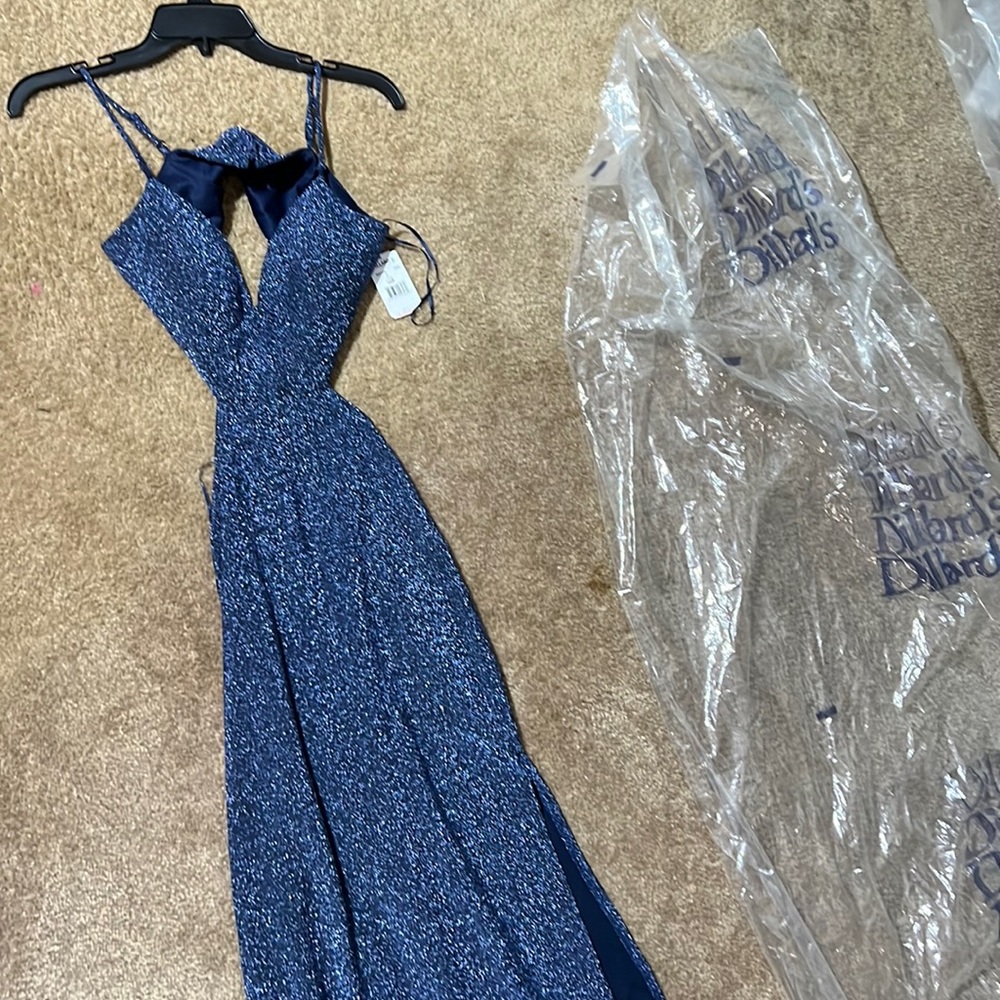 prom dress , size 5 navy blue sparkly